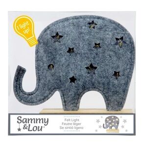 SAMMY & LOU LIGHT-UP FELT ELEPHANT BABY NIGHT LIGHT - GREY (NEW WITH TAGS)